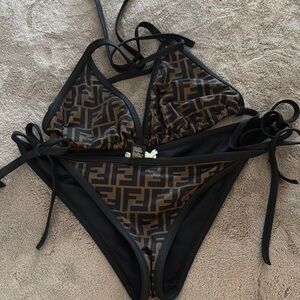 Fendi Black and Brown Women's Swimwear